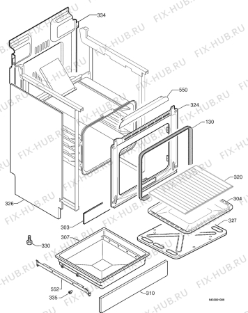 Взрыв-схема плиты (духовки) Electrolux EKG603302X - Схема узла Housing 001